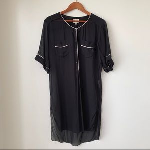ARITZIA | LE FOU WILFRED SHEER ‘PAJAMA’ 100% SILK FLOWY LONG TUNIC DRESS PIPING